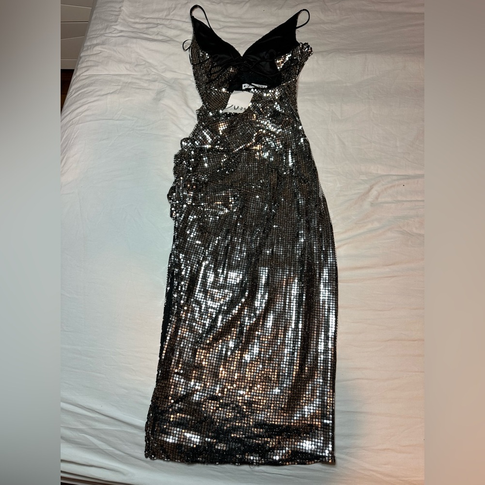Zara Metallic One Shoulder Dress - Picture 7 of 14